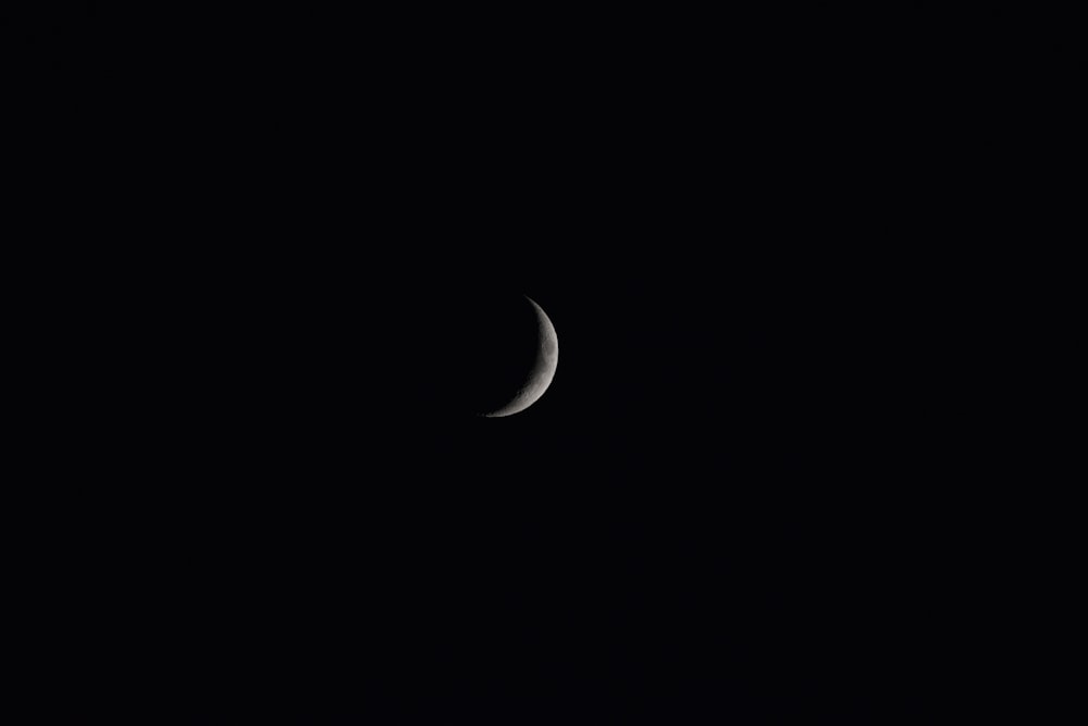 white crescent moon on black background