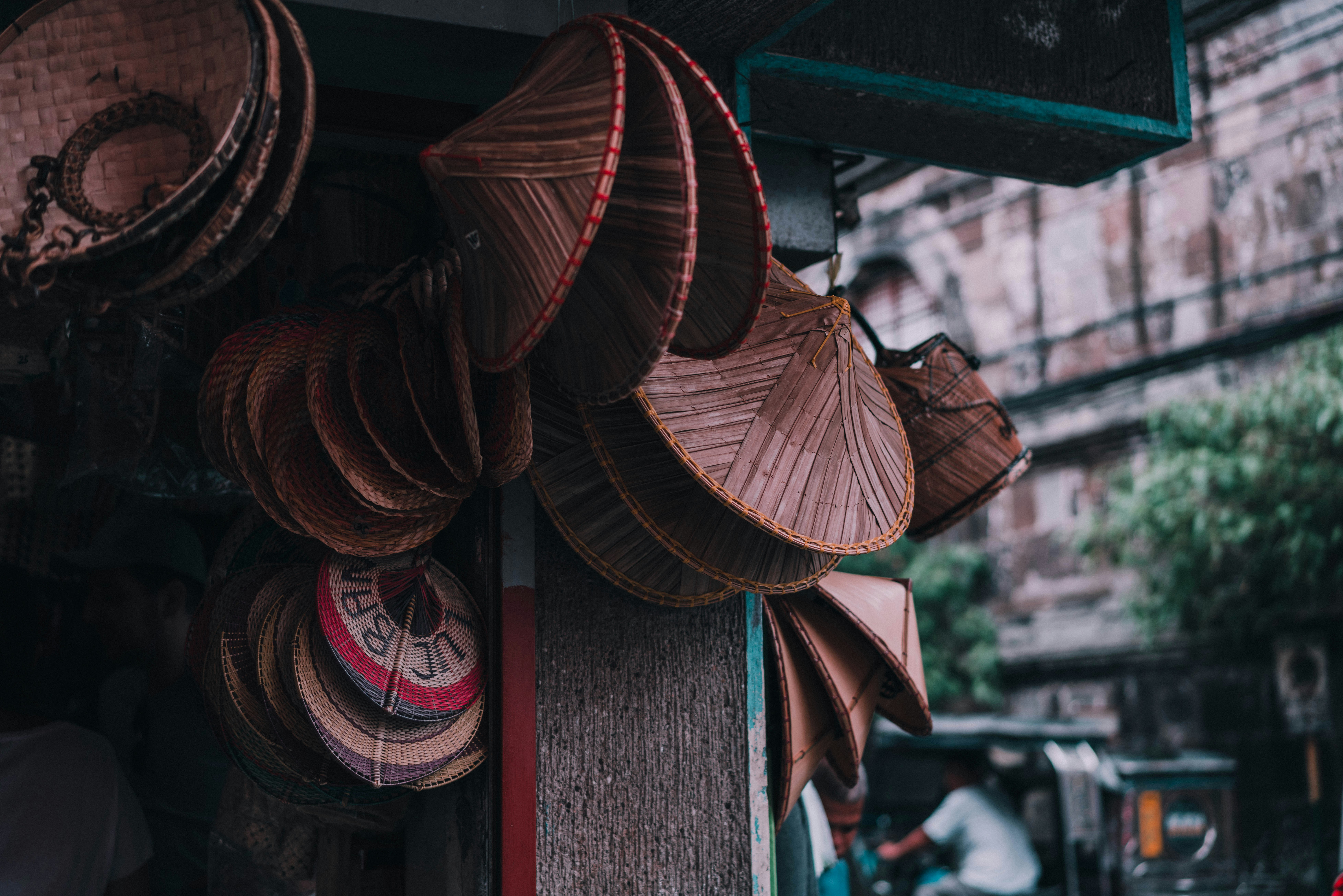 red and brown paper lantern