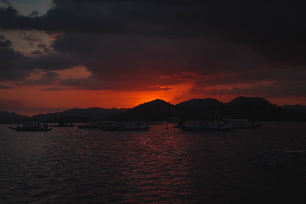 silhouette of mountain during sunset