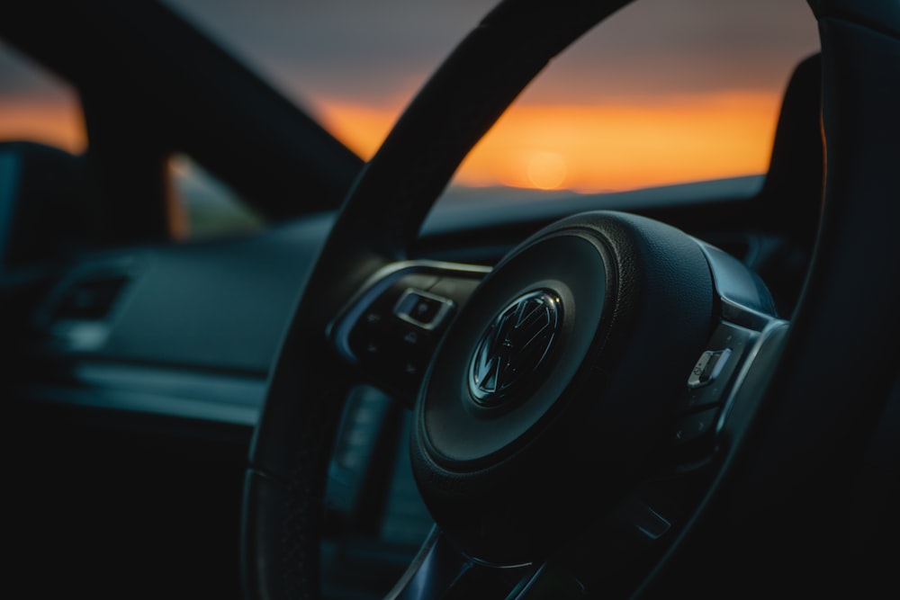 black bmw car steering wheel