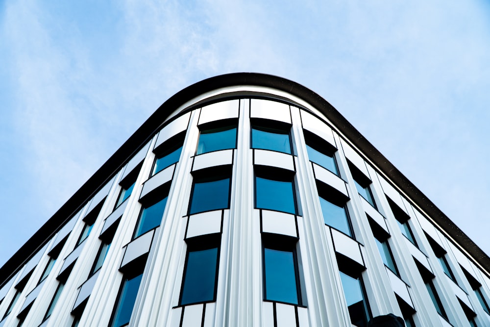 blue and white concrete building