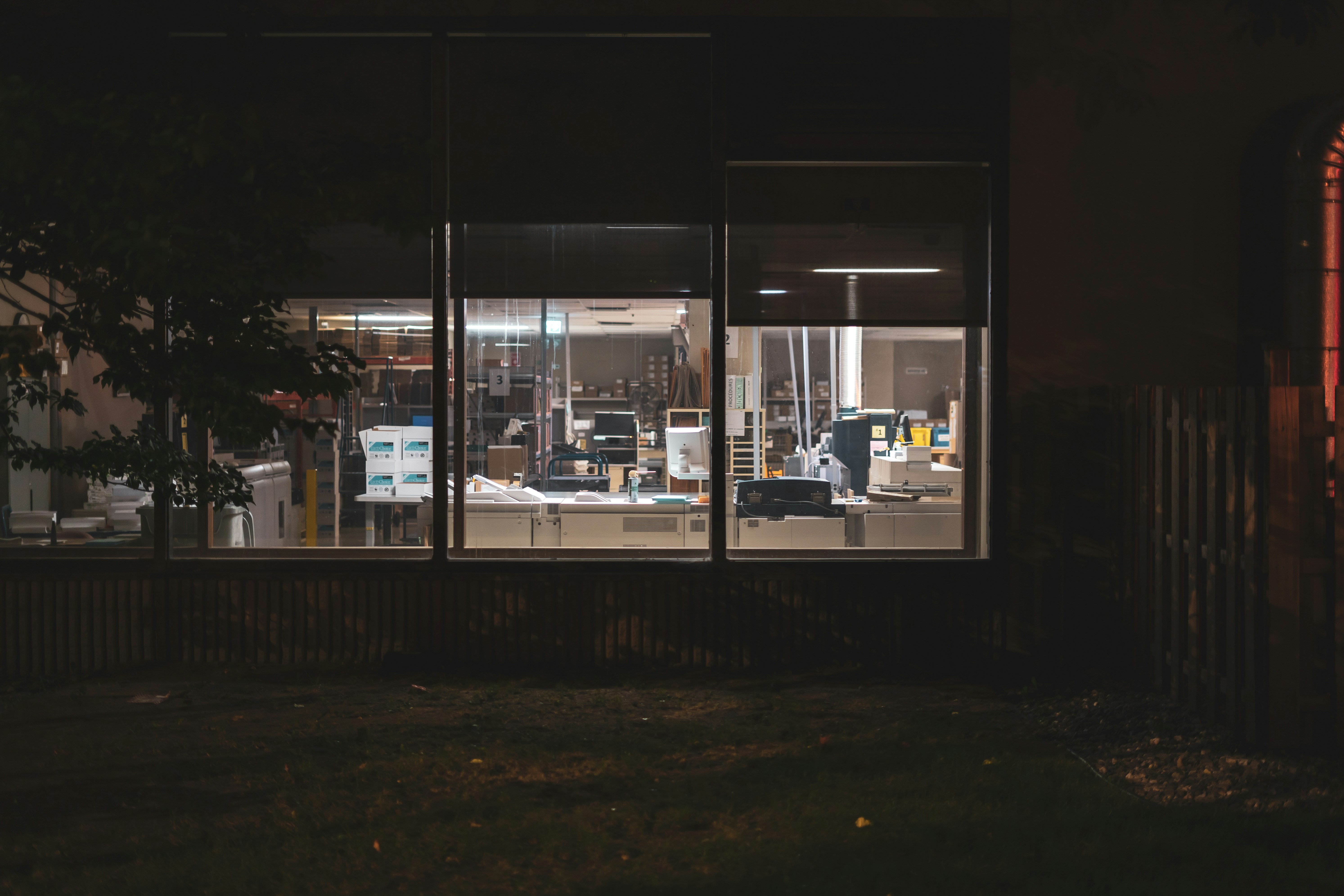 white and black store front during night time