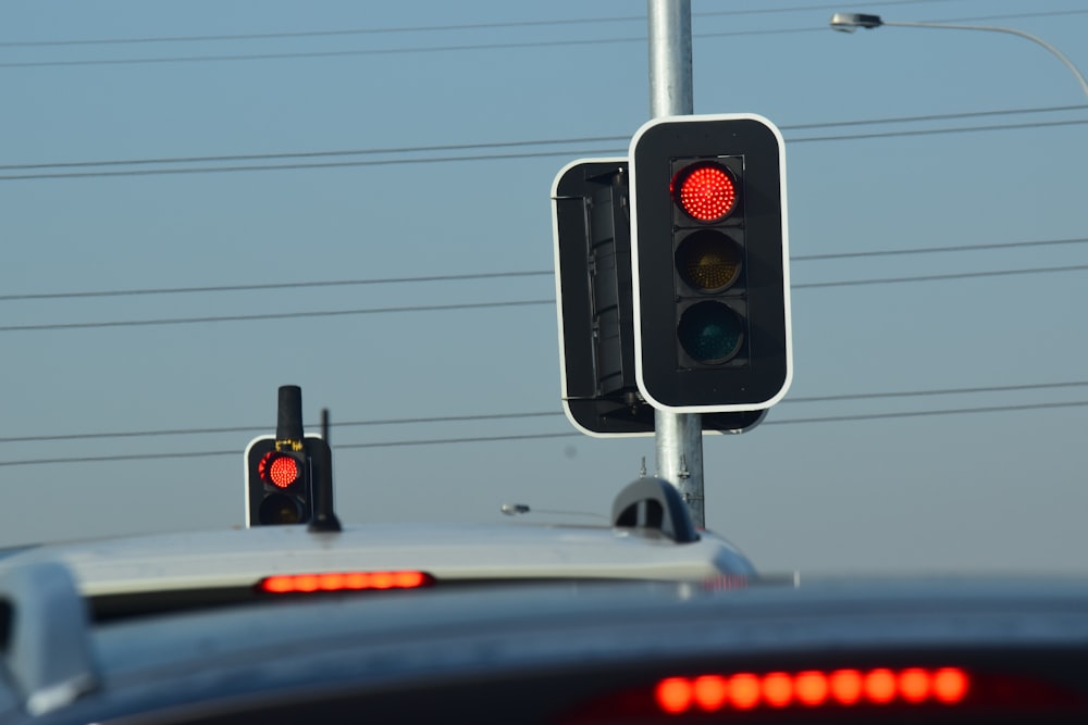 black traffic light on red light