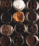 brown and silver round containers