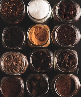 brown and silver round containers