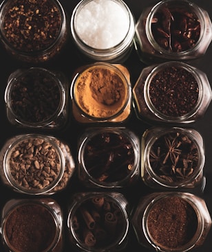 brown and silver round containers