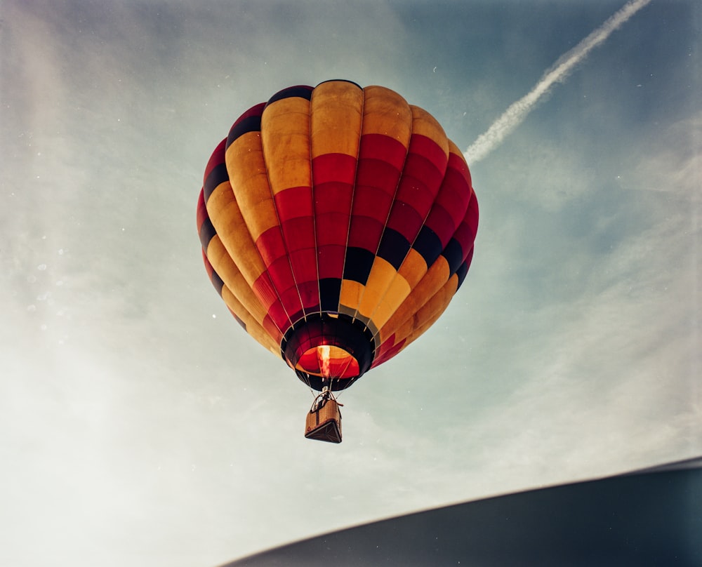 red yellow and blue hot air balloon