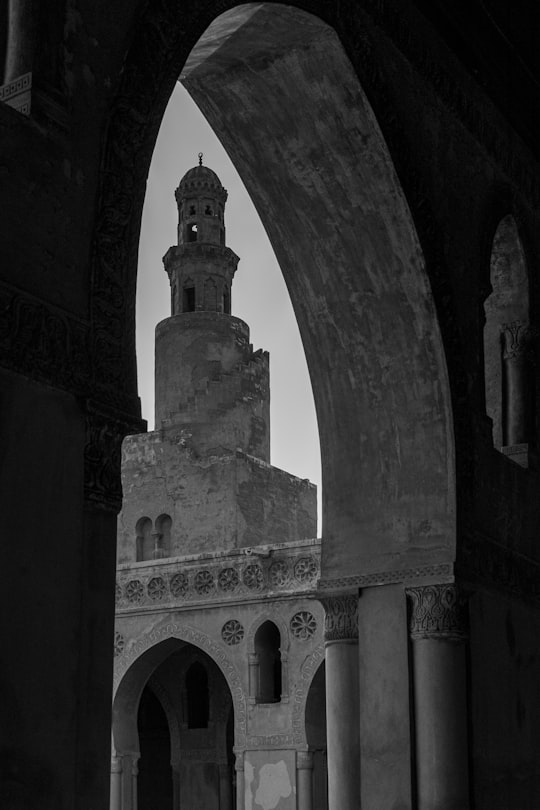grayscale photo of concrete building in Mosque of Ibn Tulun Egypt