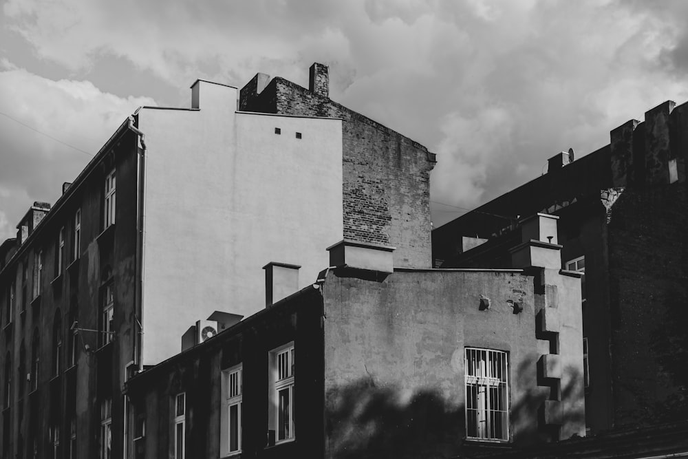 grayscale photo of concrete building