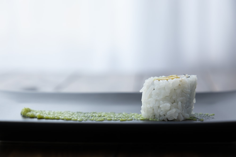 white rice on green tray