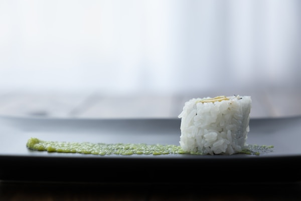 White rice on green tray