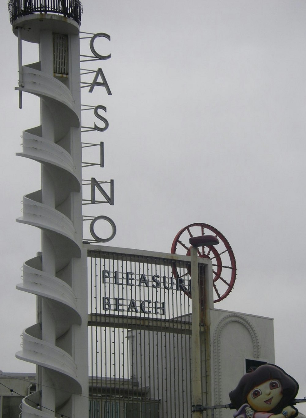 white spiral staircase under white sky during daytime