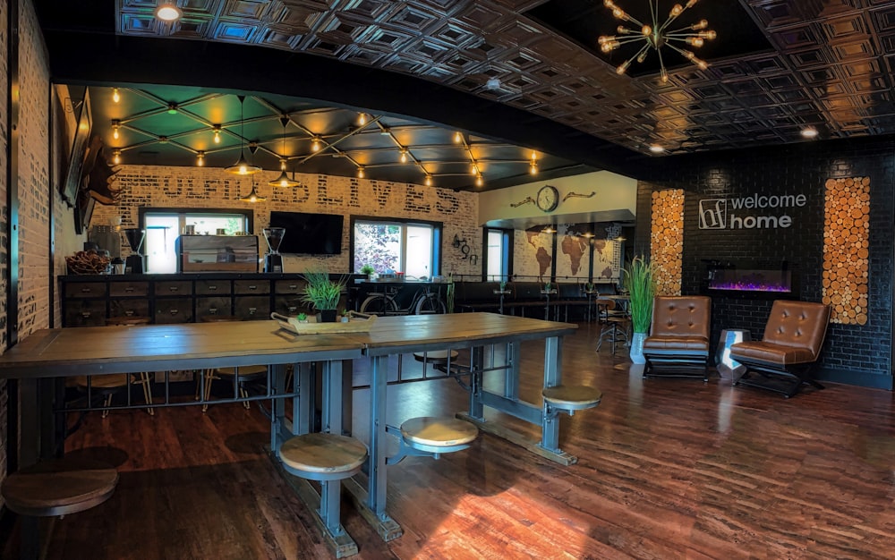 brown wooden table and chairs