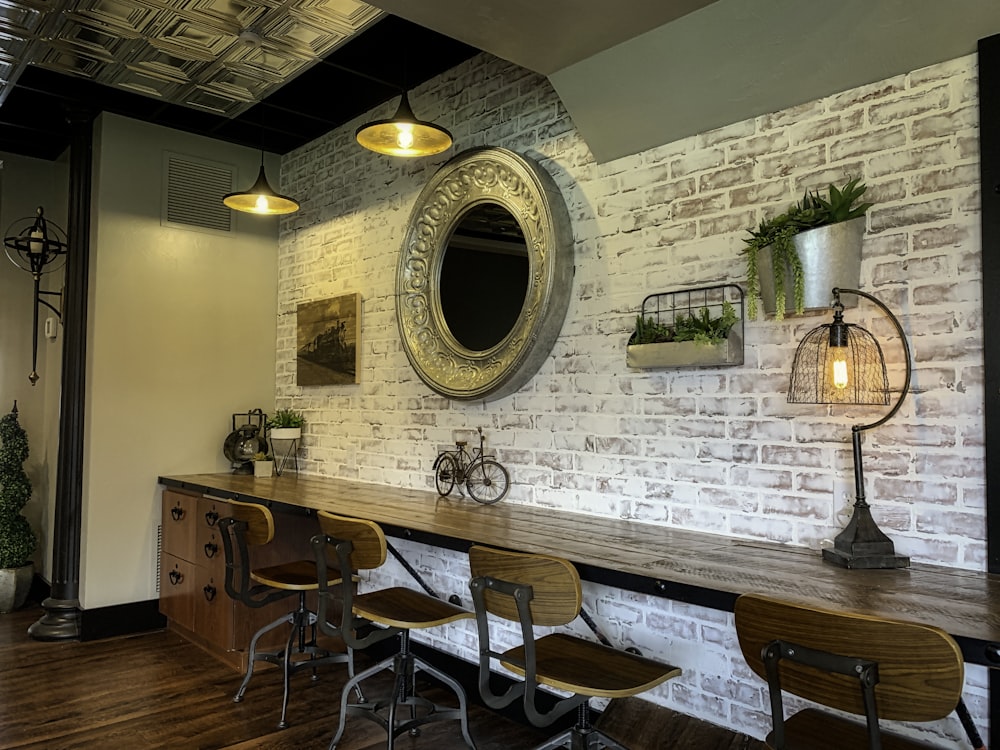 brown wooden table and chairs