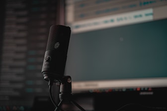 black microphone on black microphone stand