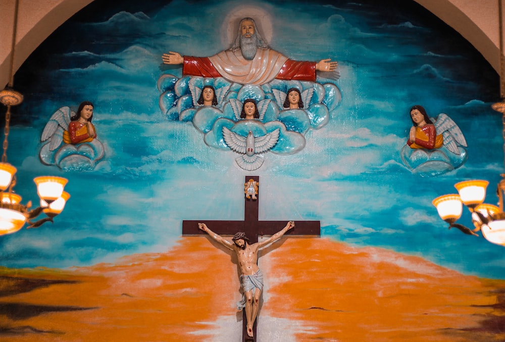 jesus cristo na pintura da cruz