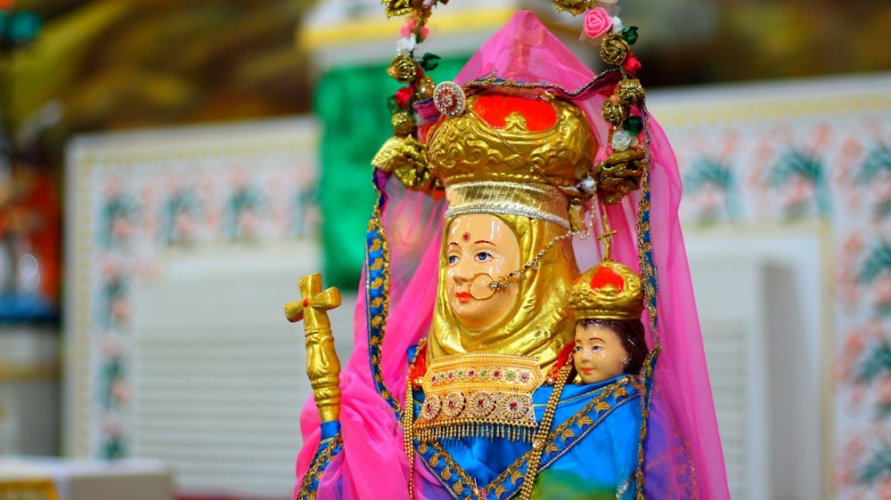 hindu deity statue in tilt shift lens