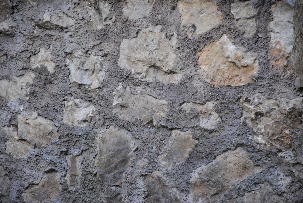 a close up of a wall made of rocks