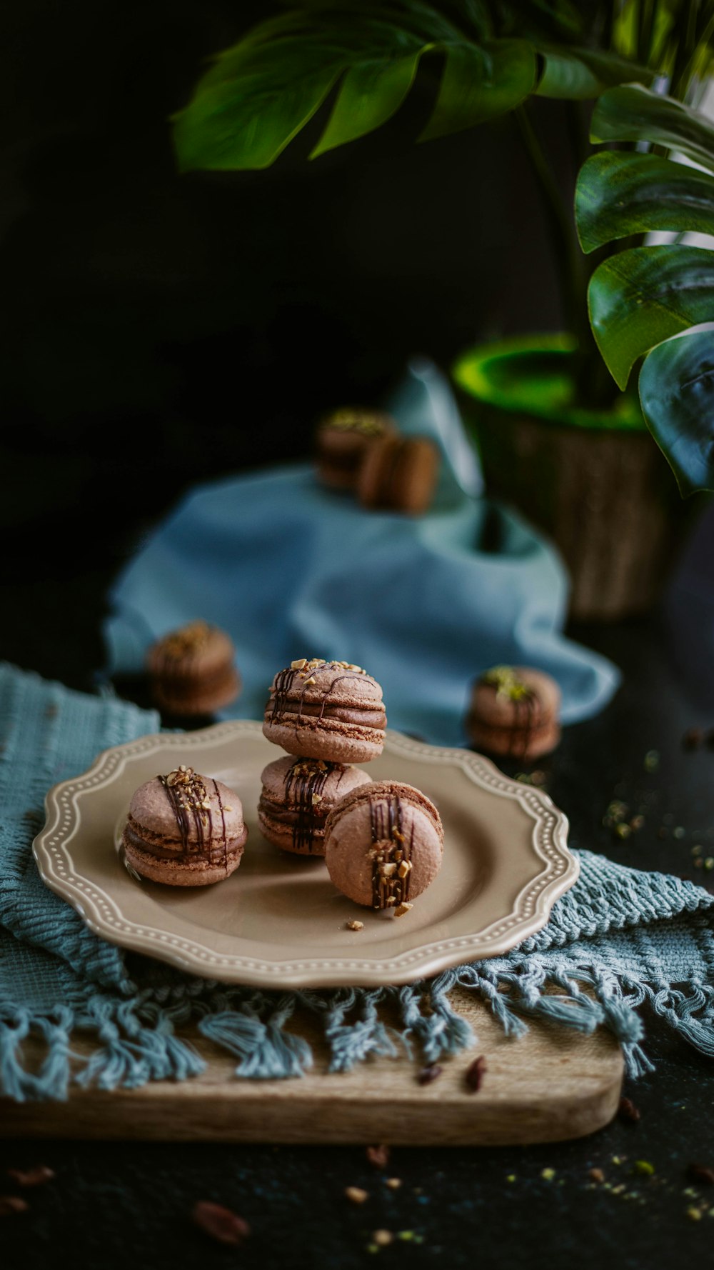 brown cookies on white ceramic plate