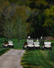 white golf cart on green grass field during daytime