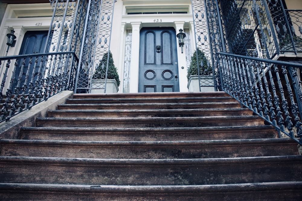 brown and white concrete staircase