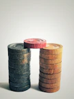 brown wooden barrels on white surface