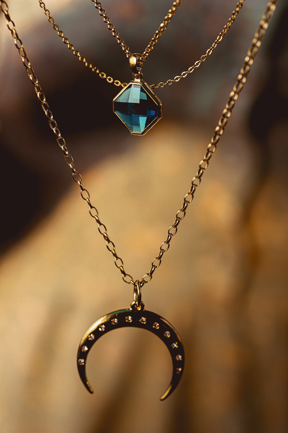 Silberkette Halskette mit blauem Edelsteinanhänger