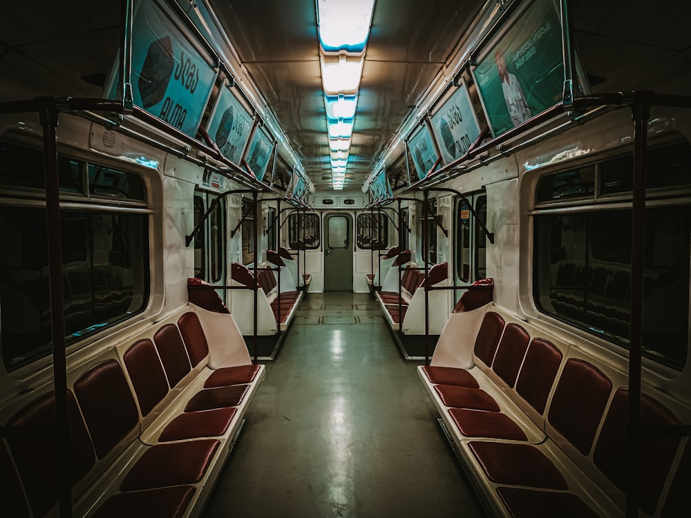 brown and white train interior