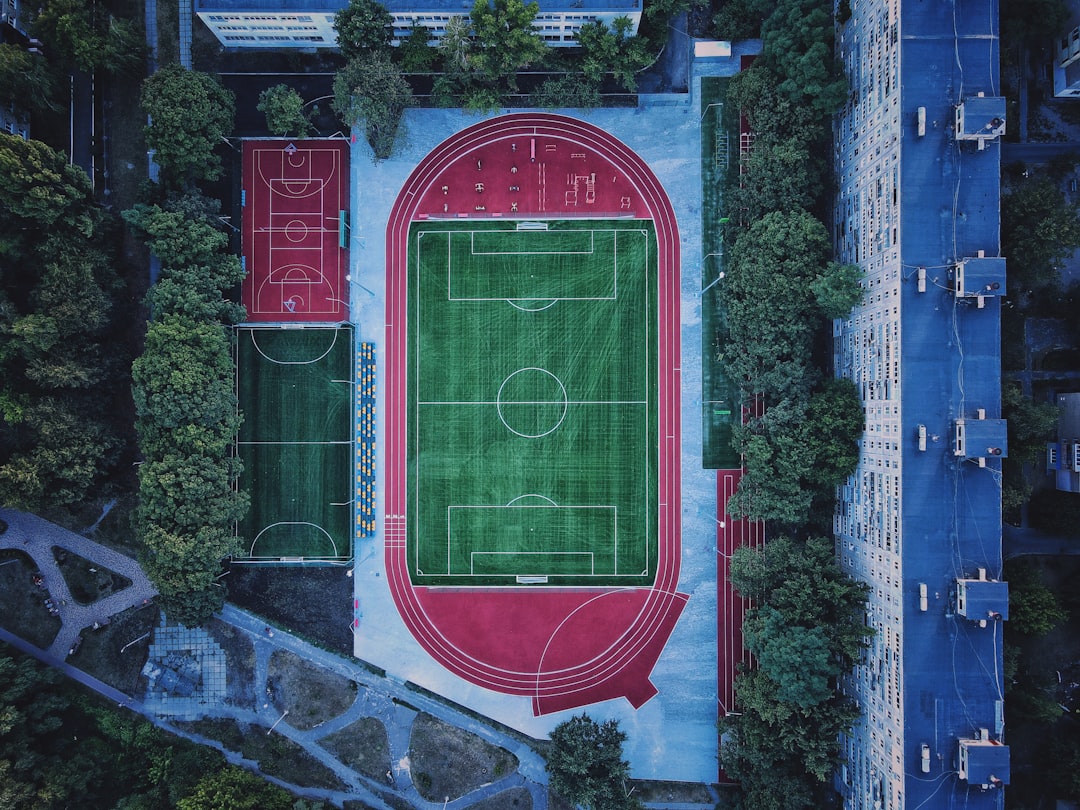 red and white basketball court