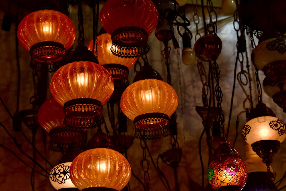 red and orange paper lanterns