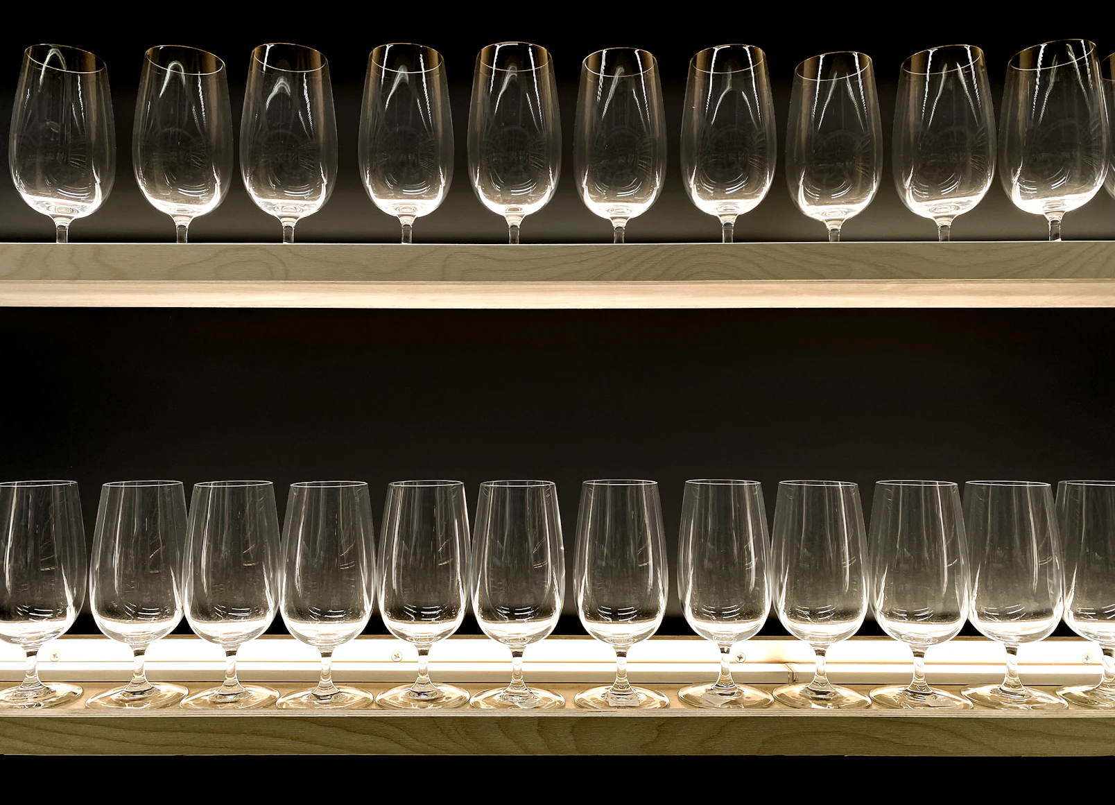 Hand-blown crystal glasses at an elegant table