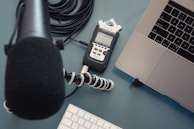 An inspiring setup with a microphone and camera ready for recording.