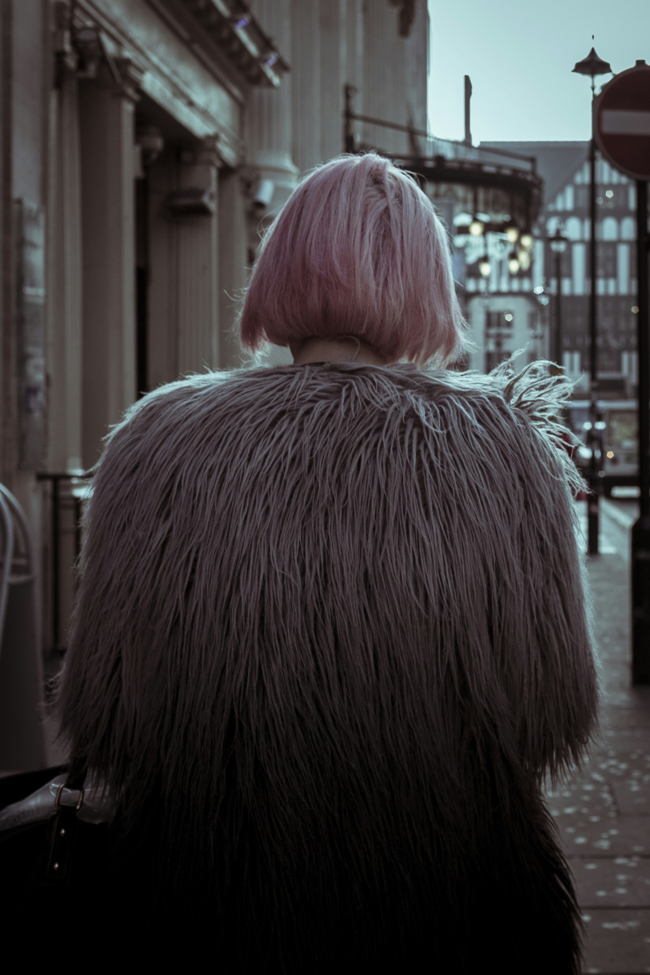 Woman in brown fur coat standing on sidewalk during daytime photo ...