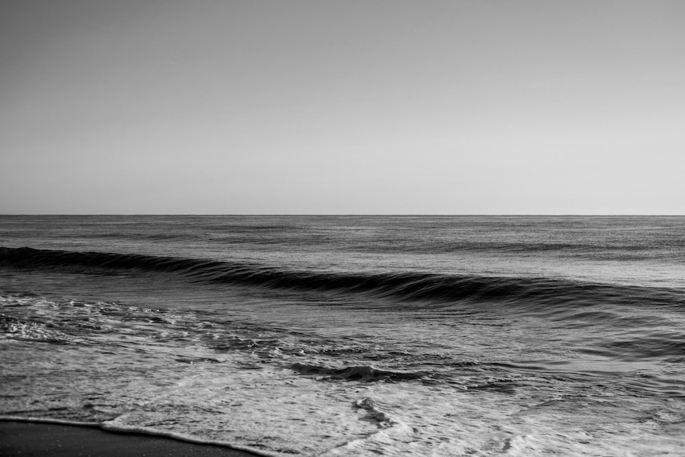 grayscale photo of ocean waves