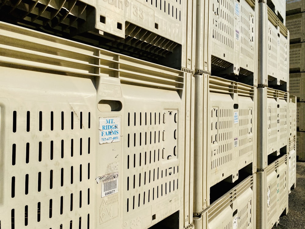 white steel locker on yellow concrete building