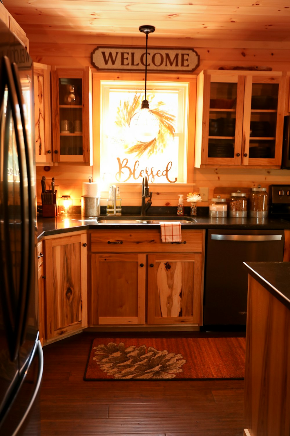 brown wooden kitchen cabinet with white wooden cabinet