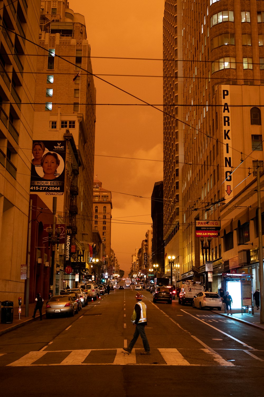 people walking on street during night time