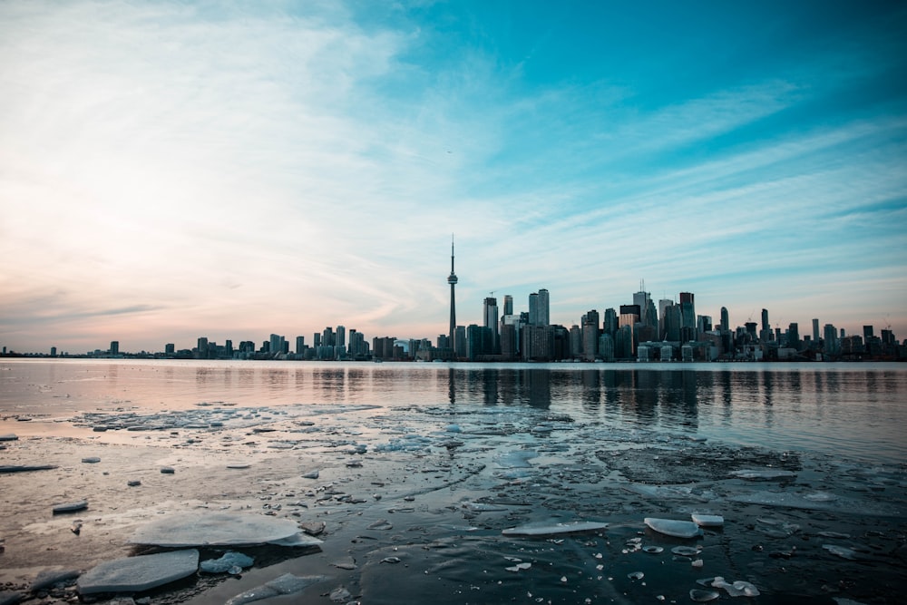 a large body of water with ice on it