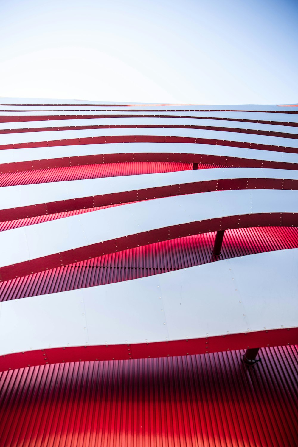 red and white striped building