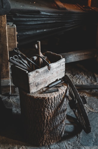 brown wooden stick on brown wooden box