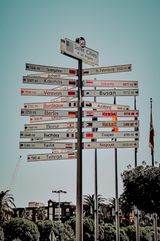 white and red street sign