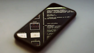A friendly developer demonstrating the Droidrooter app on a smartphone.