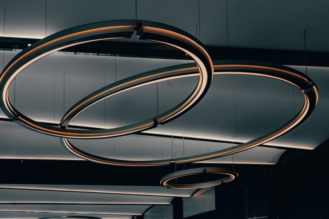 silver spiral staircase in a room