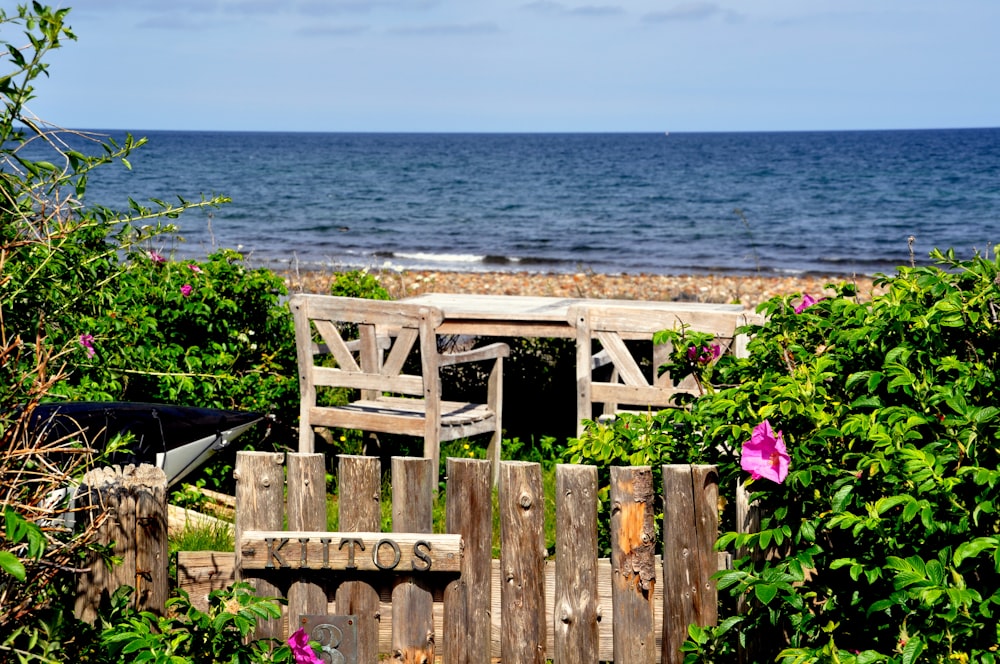 brown wooden fence near body of water during daytime