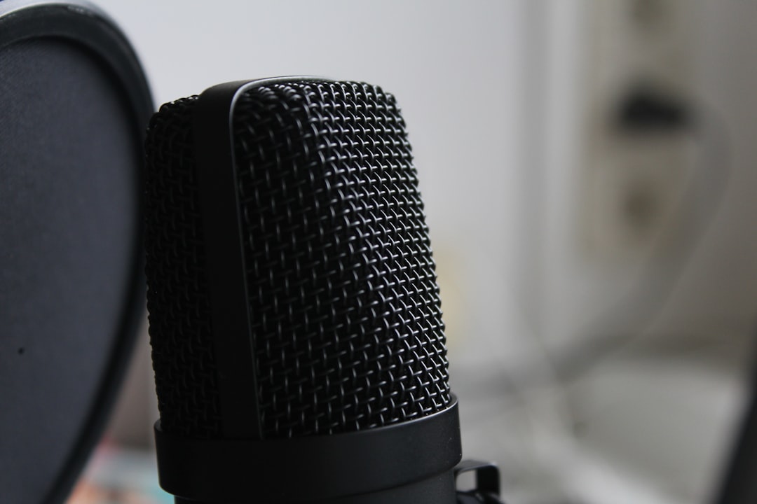 black microphone on white table,