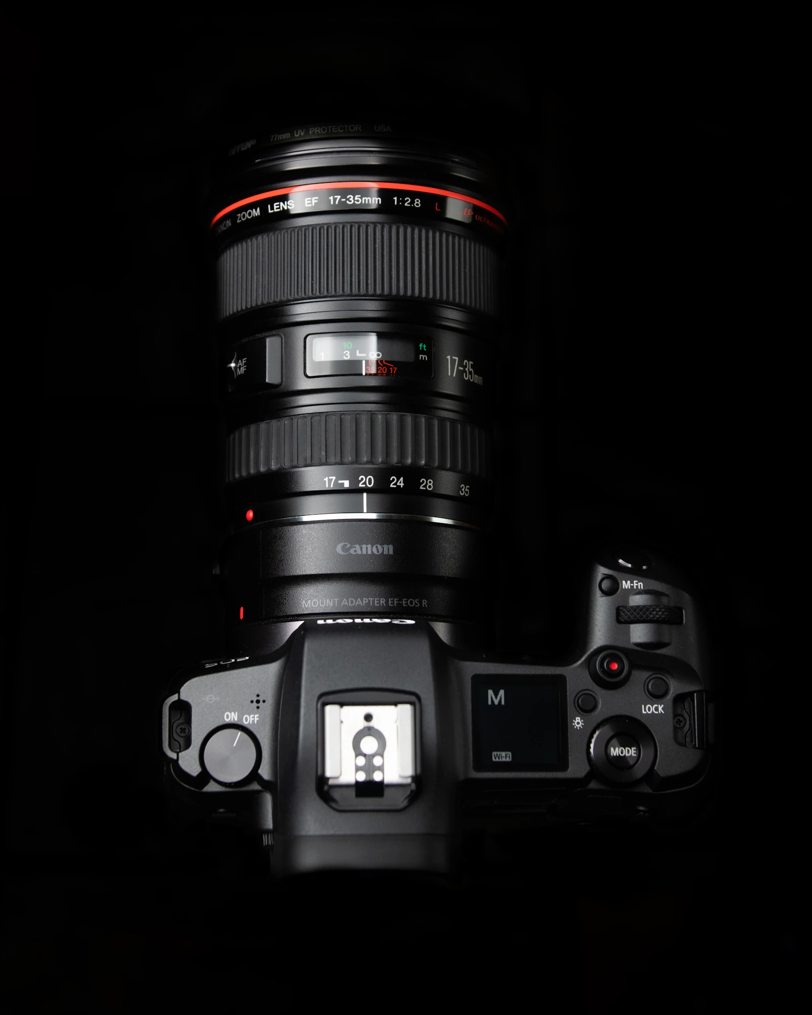 Canon camera with L lens from above