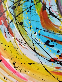blue yellow and red abstract painting