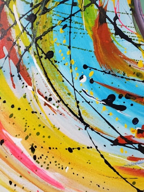 blue yellow and red abstract painting