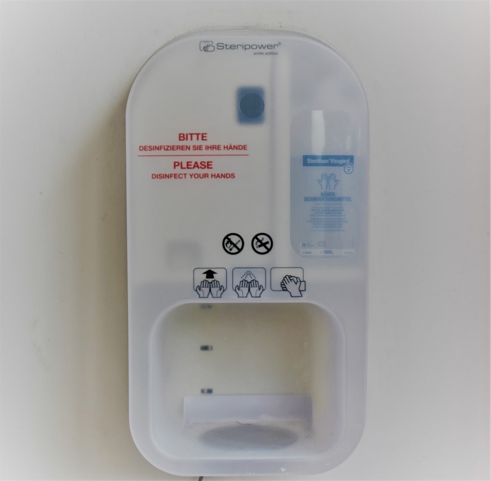 white and clear plastic container