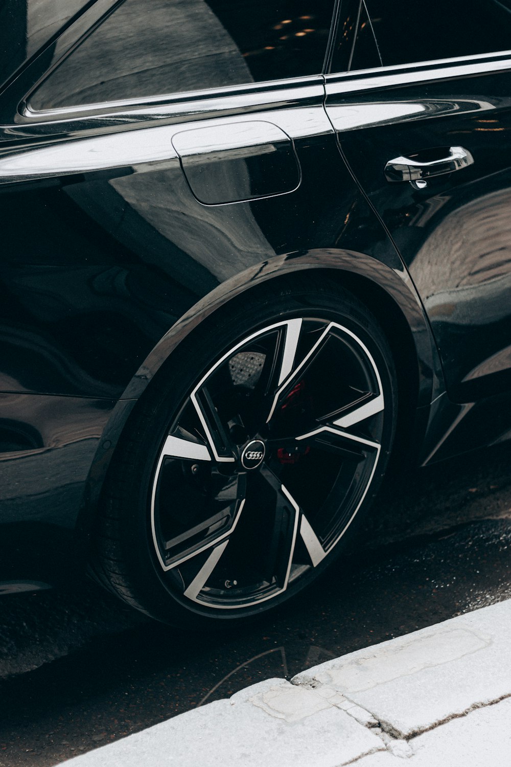 black car with chrome wheel